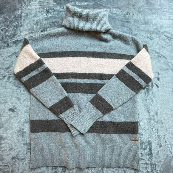 Sweaty Betty London Sweater Womens Small Pink Gray Striped Turtle Neck Luxe Cozy - Picture 1 of 11